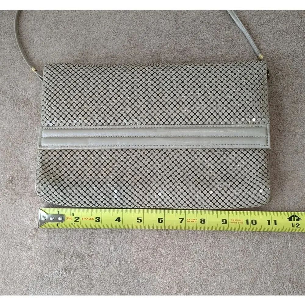 Vintage Whiting and Davis Beige Chainmail Mesh Shoulder, Crossbody, Clutch Purse